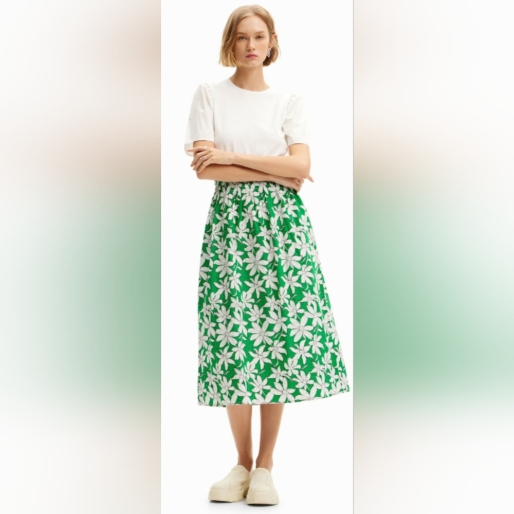 Desigual Women’s Marlon Shirt Dress Puff Short-sleeves attached skirt Size Small